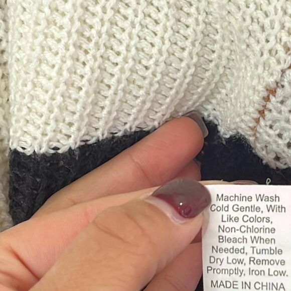 Emery Rose Size XL tan brown & black & white colorblock knit sweater - Picture 4 of 5